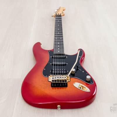 1988 Fender Pro Feel Stratocaster STR75 SSH Cherry Red Sunburst w/ Floyd Rose, Japan MIJ Fujigen image 11