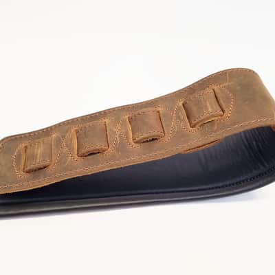 Padded Genuine Leather Guitar or Bass Strap 3.25" Wide Lightly Distressed image 9