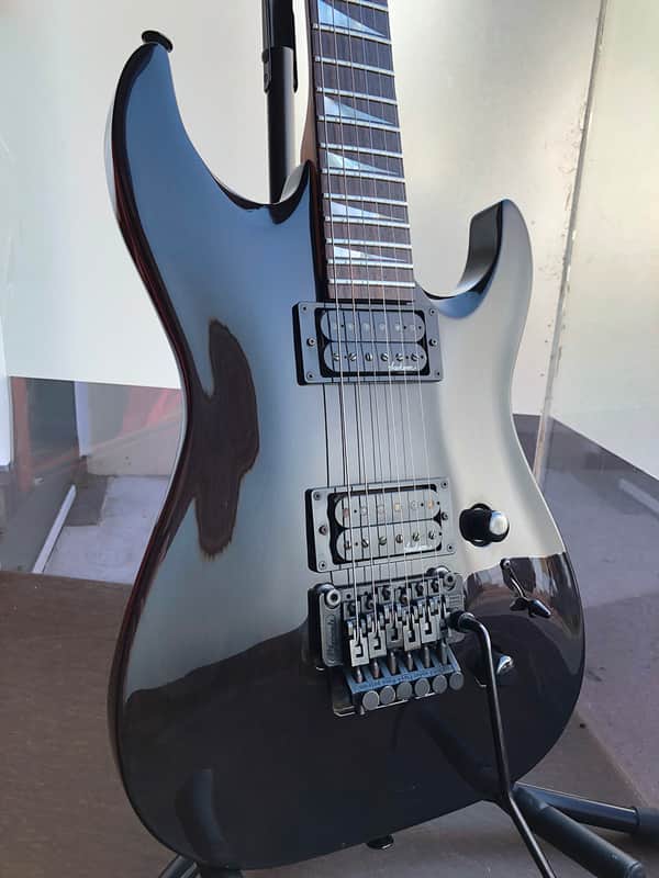 1991 MIJ Charvel Archtop Dinky DKA-110-HH, MoP Sharkfin, Superb, Trans Black, Vintage Gig Bag image 1