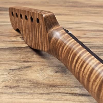 Telecaster Compatible Roasted Flame Maple and Rosewood Guitar Neck Satin image 5