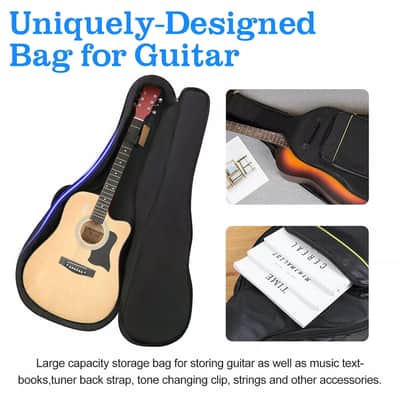 40" 41" Classical Acoustic Guitar Case Gig Bag | Soft Padded, Water-Resistant with Adjustable Backpack Straps & Extra Storage image 2