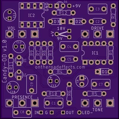 Candy-OD PCB - Build your own Crunchbox Overdrive Distortion Pedal! image 1