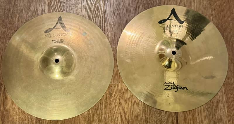 Zildjian A Custom 14" Hi-Hats Hi Hat Cymbals 1100 Grams 1250 Grams image 1