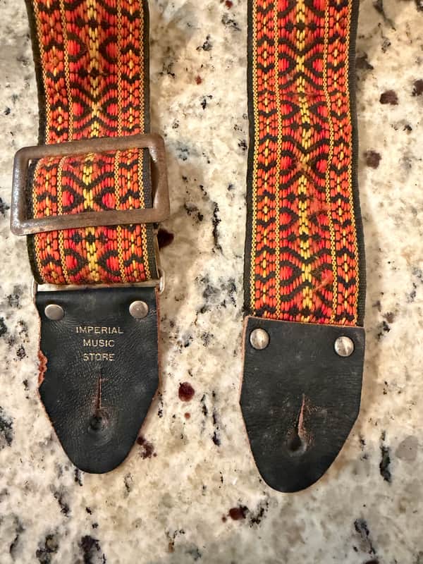 Hootennanny Ace Style Strap Imperial Music Store 60s-70s - Orangy yellow image 1