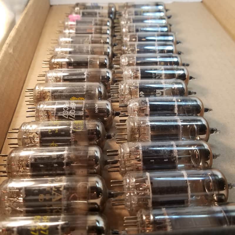 Matsushita etc. Matched Pair (2) 6FQ7 tNOS AT1000 TESTED Vacuum Tubes Japan 6CG7 no divider dual triode 1964-1978 image 1