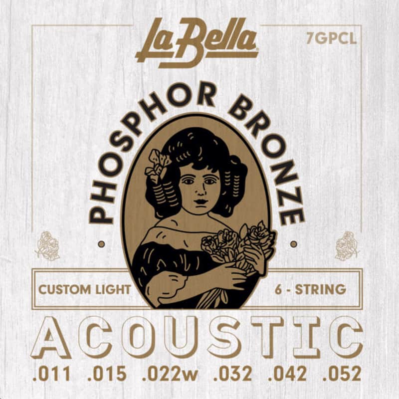 La Bella 7GPCL Phosphor Bronze Acoustic Guitar Strings Custom Light image 1