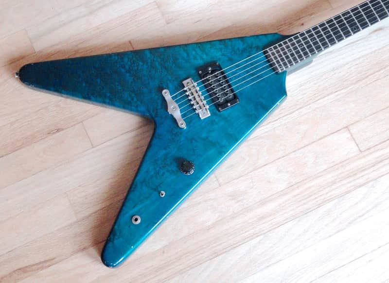1970s Flying V Vintage Electric Guitar Blue Birdseye Maple Japan