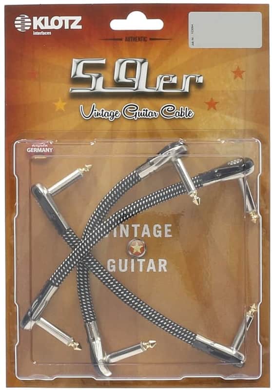 Klotz 59er Vintage Tweed Patch Cable  for Guitar Effects Pedals 6 inch Silver & Tweed Black image 1