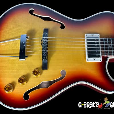 2025 Knaggs Chena A Hollowbody Archtop w Humbucker and Piezo ~ Dark Cherry Burst Gloss image 1