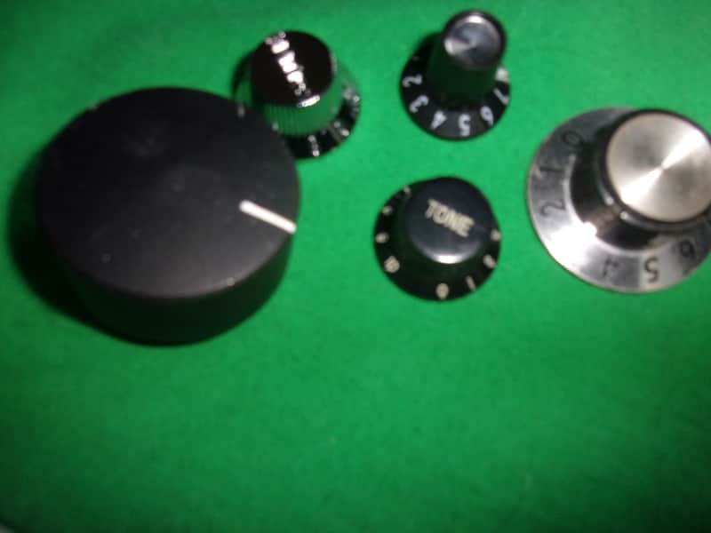 Lot of 5 Misc. Black Knobs for Guitars, Pedals, amp etc. Volume Tone Controls image 1