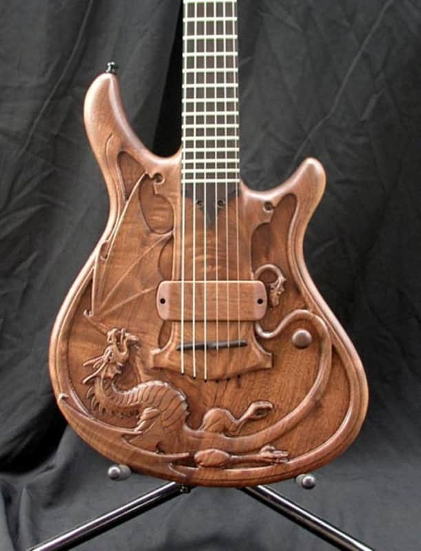 William Jeffrey Jones “The Dragonwing” – 2010 – Sculptured Walnut – One-of-a-Kind Hand Carved Art Guitar image 1