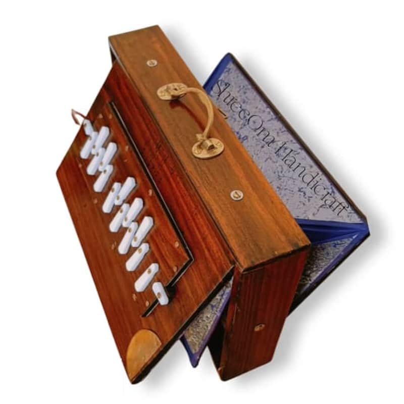 Shruti Box With Padale Indian Brown Teak Plywood Classic Shruti Box/Case 13 Stopper Musical Instrument For Bhajan Kirtan/Sound Therapy image 1