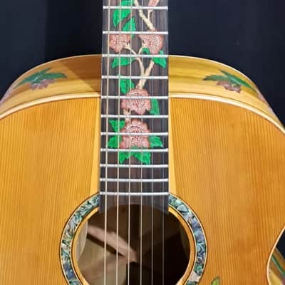 Blueberry Handmade Grand Concert Acoustic Guitar Floral Motif image 12