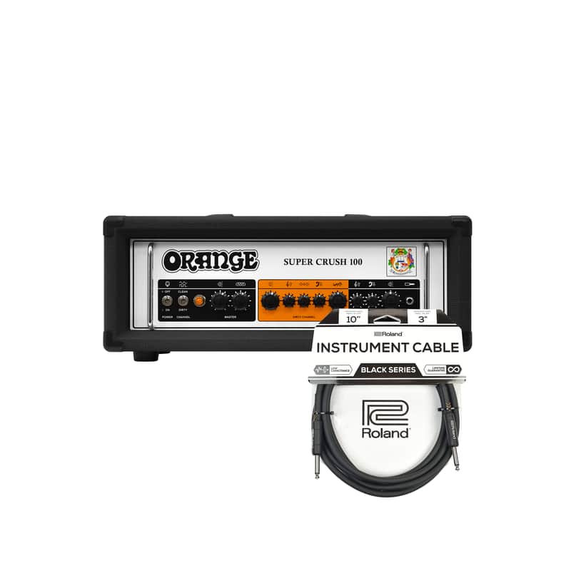 Orange Super Crush 100w Head Black and (1) Cable Bundle image 1
