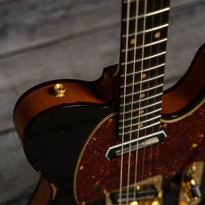 Fender Custom Shop Limited Edition Bow Tie Telecaster Custom Relic with Gold Hardware - 3A Rosewood Fingerboard, Black with Aged Natural Back and Sides image 3