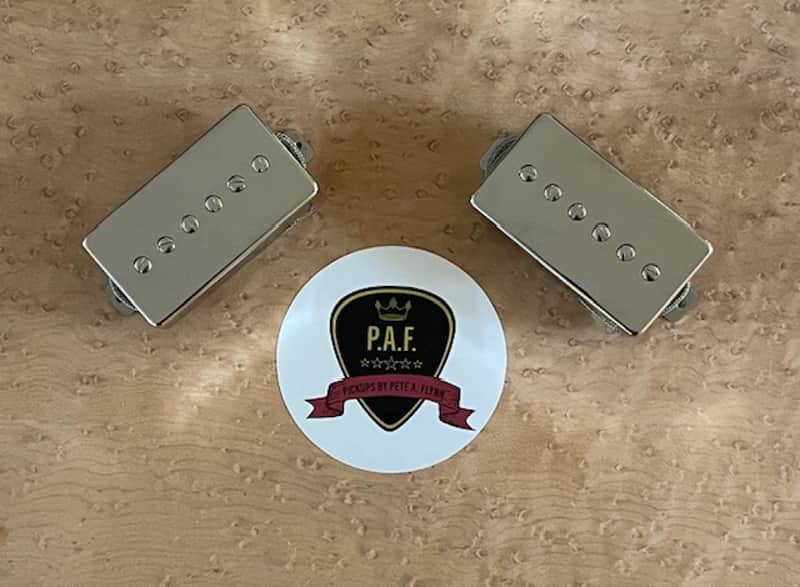 Pickups by Pete A Flynn P90H set - Nickel P90 Humbucker size pickup set image 1