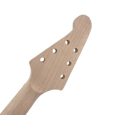 22 Fret Electric Guitar Neck 24.75" Maple Bound Maple Fretboard Block Inlay Unfinished image 8