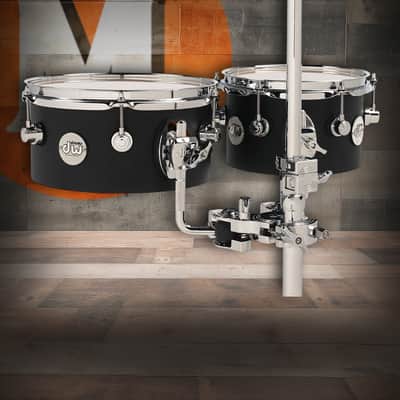 DW Design Series Concert Toms, 5x8/5x10 - Black Satin Lacquer w/Chrome Hardware (DDCT02BLCR) image 1