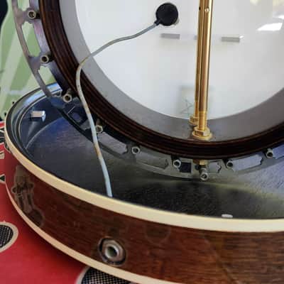 Vintage Iida 240P Plectrum Banjo, Masterclone, Archtop Tone Ring, Japan, 1970s, Mahogany Resonator, Pickup Mod, w/HSC image 18