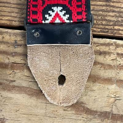 Vintage 1970s Gretsch Jacquard Guitar Strap – Red Diamond Weave image 4