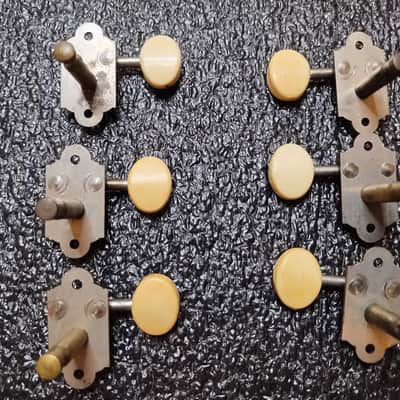 Vintage 1950's Waverly Guitar Tuners - Full Set - Plastic Buttons image 2