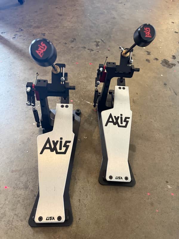 Axis A Longboard PAIR of Bass Drum Pedals 2026 - Silver with Ekits and flat boards
