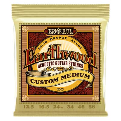 Earthwood Custom Medium 80/20 Bronze Acoustic Guitar String Set 12.5-56 Gauge 80%-Cu+20%-Zn Wnd-Wire Wrap Over Brass-Plated Hi-C Steel Hex-Core image 1