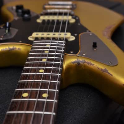 American Fender Jaguar Custom Relic Gold Sparkle image 7