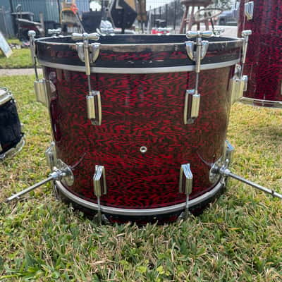 1960s Rogers Holiday Cleveland 12-12-16-20 Red Onyx Drum Set image 6