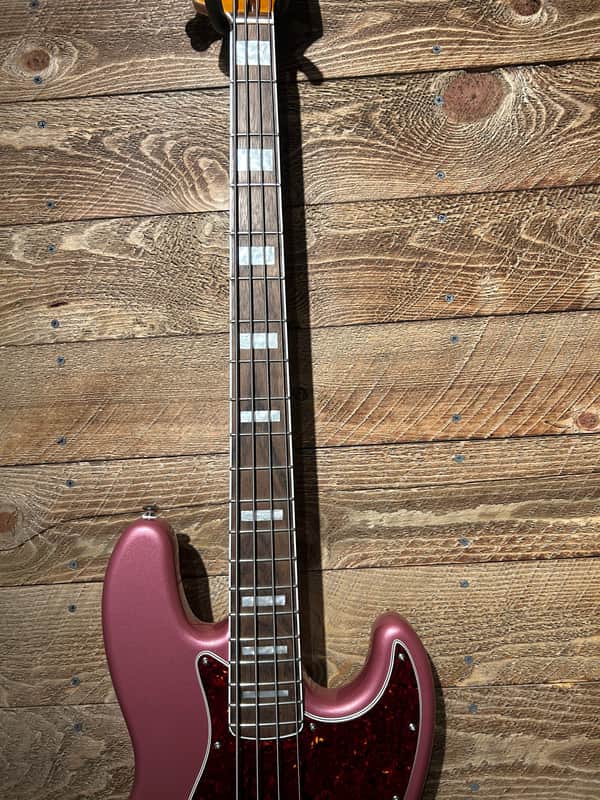 Squier Jazz Base Classic Vibe 70’s Series  - Burgundy Mist w/Upgraded Neck and Fender Deluxe Gig Bag