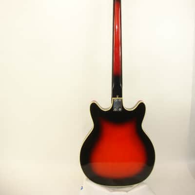 Vintage 1968 Custom Kraft Bone Buzzer 4-String Hollow-Body Electric Bass Guitar, Sunburst w/ Case image 18