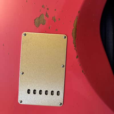 Fender Custom Shop Roasted 1956 Stratocaster Relic Faded Aged Fiesta Red Poblano Pickups image 6