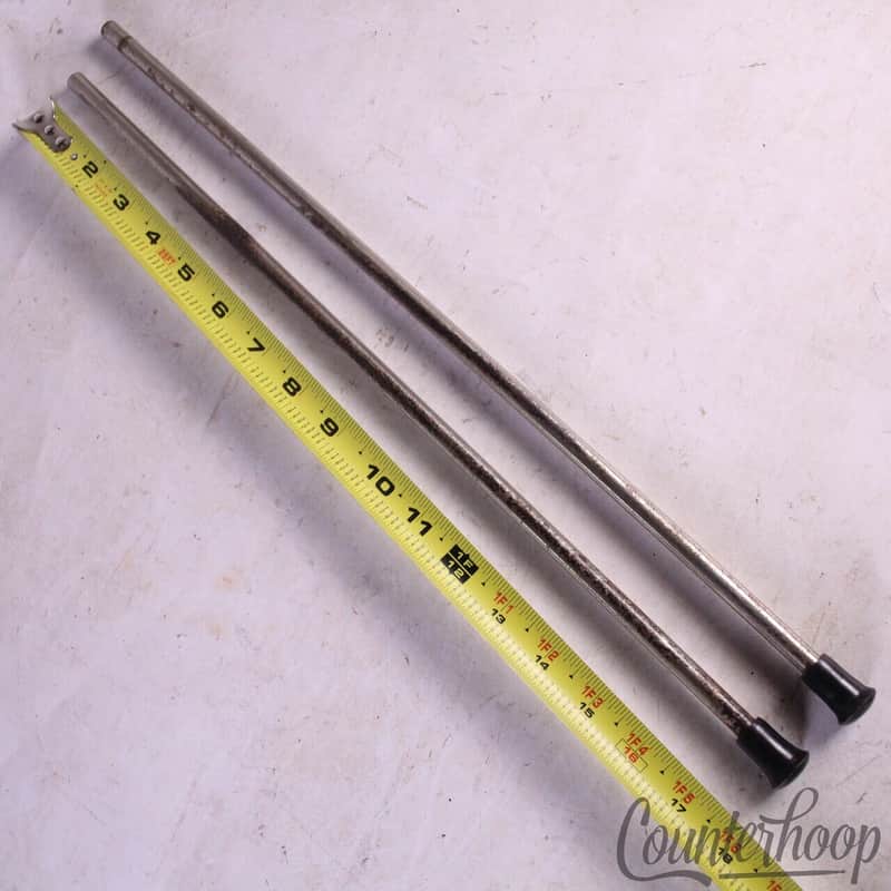 Leedy-Ludwig 2x Straight Floor Tom Drum Legs 3/8"9.5mm 17"Vintage 50s USA Nickel image 1