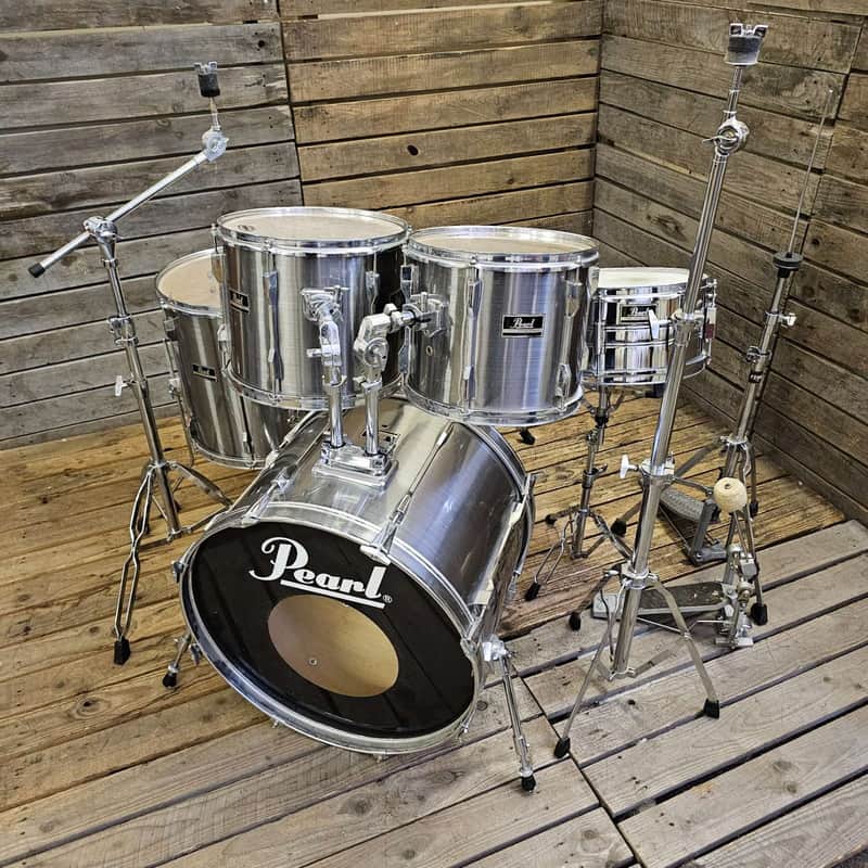Drum Kit Pearl Export, Brushed Chrome 1980s USED! RKXEP040624 image 1