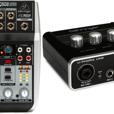 Behringer Xenyx Q502USB Mixer with USB  Bundle with Behringer U-Phoria UM2 USB Audio Interface image 1