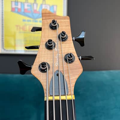 Harley Benton BZ-5000 II NT Natural Thru Neck 5-String Electric Bass Guitar image 9