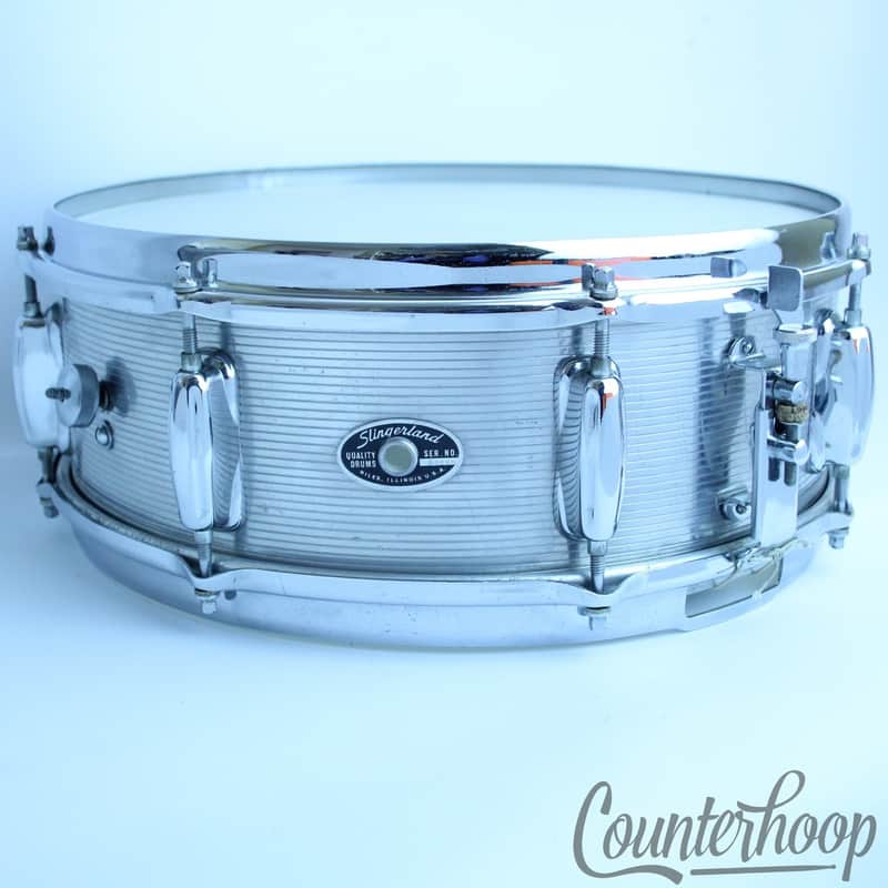Slingerland 14x5"Ribbed Aluminum Snare Drum 8-Lug Niles,IL USA Vintage70s No.140 image 1