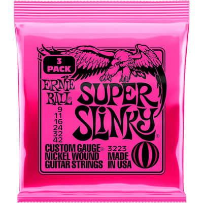 Ernie Ball Super Slinky Nickel Wound Electric Guitar Strings 3 Pack - 9-42 Gauge image 2