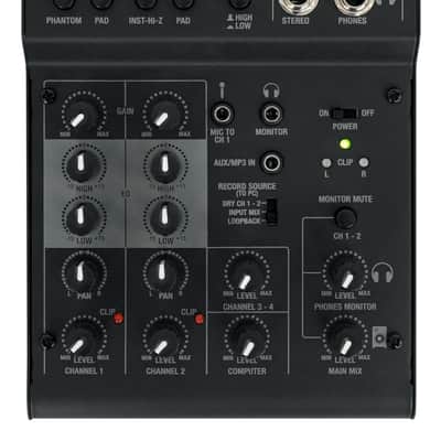 Rockville RockMix 4 Channel Mic/Instrument Pro Recording Mixer+USB Interface/EQ image 1