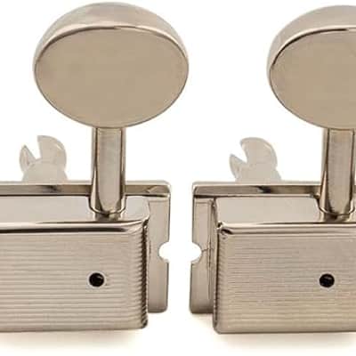 Left-Handed 6-in-line 18:1 Ratio Semi Closed Machine Heads Tuners with Oval Button Split Shaft for Electric Guitar, Nickel image 1
