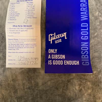Gibson Warranty Card & Les Paul Inspection Tag 1998 image 2