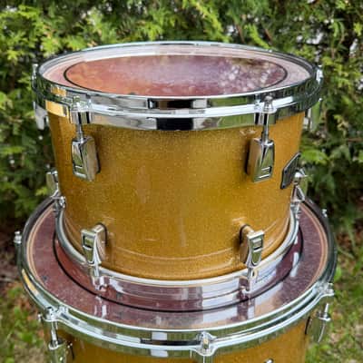 Yamaha Absolute Hybrid Maple Tom Pack 10 12 16 // Floor Tom Drum Set Gold Champagne Sparkle image 7