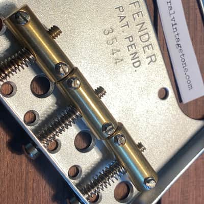 Fender  The Blackguard Telecaster Bridge plates with General Vintage Old Brass saddles slotted inton image 9