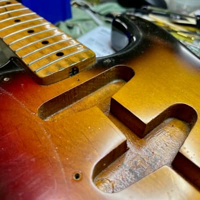 Fender Stratocaster with Old & Original Maple Neck 1959 - Sunburst Very Old Refin image 19