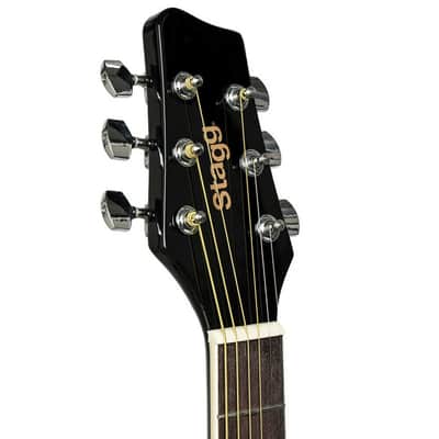 Stagg SA20D BLK Dreadnought Basswood Top Nato Neck 6-String Acoustic Guitar - Black image 4