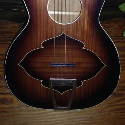 USA Lyra Slot Head Parlor art deco 1930's Striped Sunburst Inlaid Marquetry and case make an offer image 2