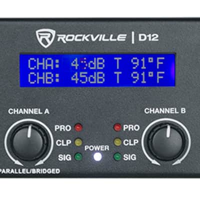 Rockville D12 5000w Peak/1400w RMS Power Amplifier 2 Channel Class D Pro/DJ Amp image 1