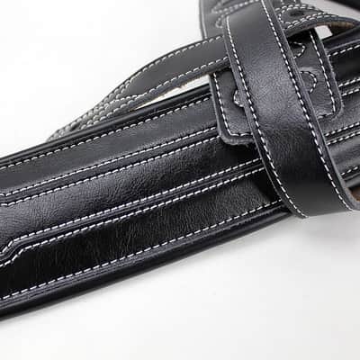 Walker and Williams C-34 Black Double Padded Premium Leather Guitar Strap image 4