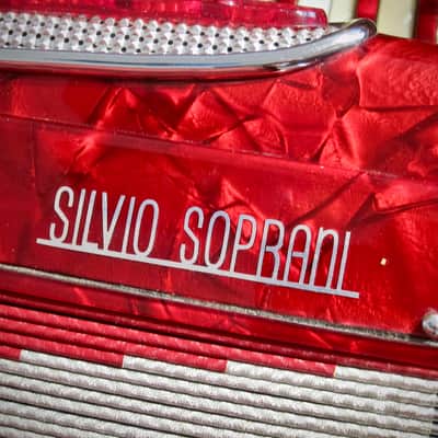 Vintage 1960s Silvio Soprani Accordion Model 8643 Full Size Red Mother Of Pearl with Original HSC image 23