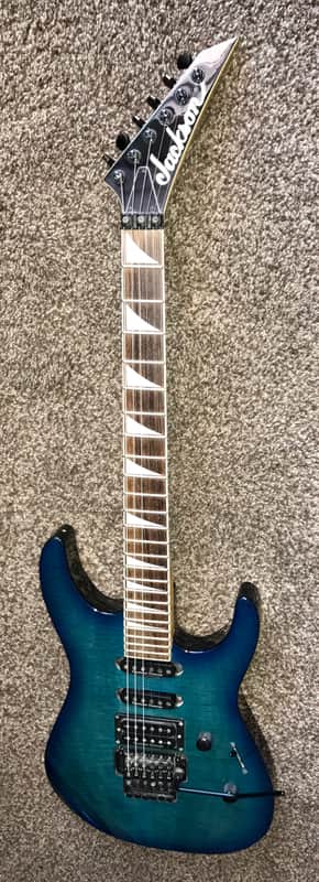 Jackson Dkm blue flame top dinky made in Japan electric guitar Floyd rose Seymour Duncan pickups image 1